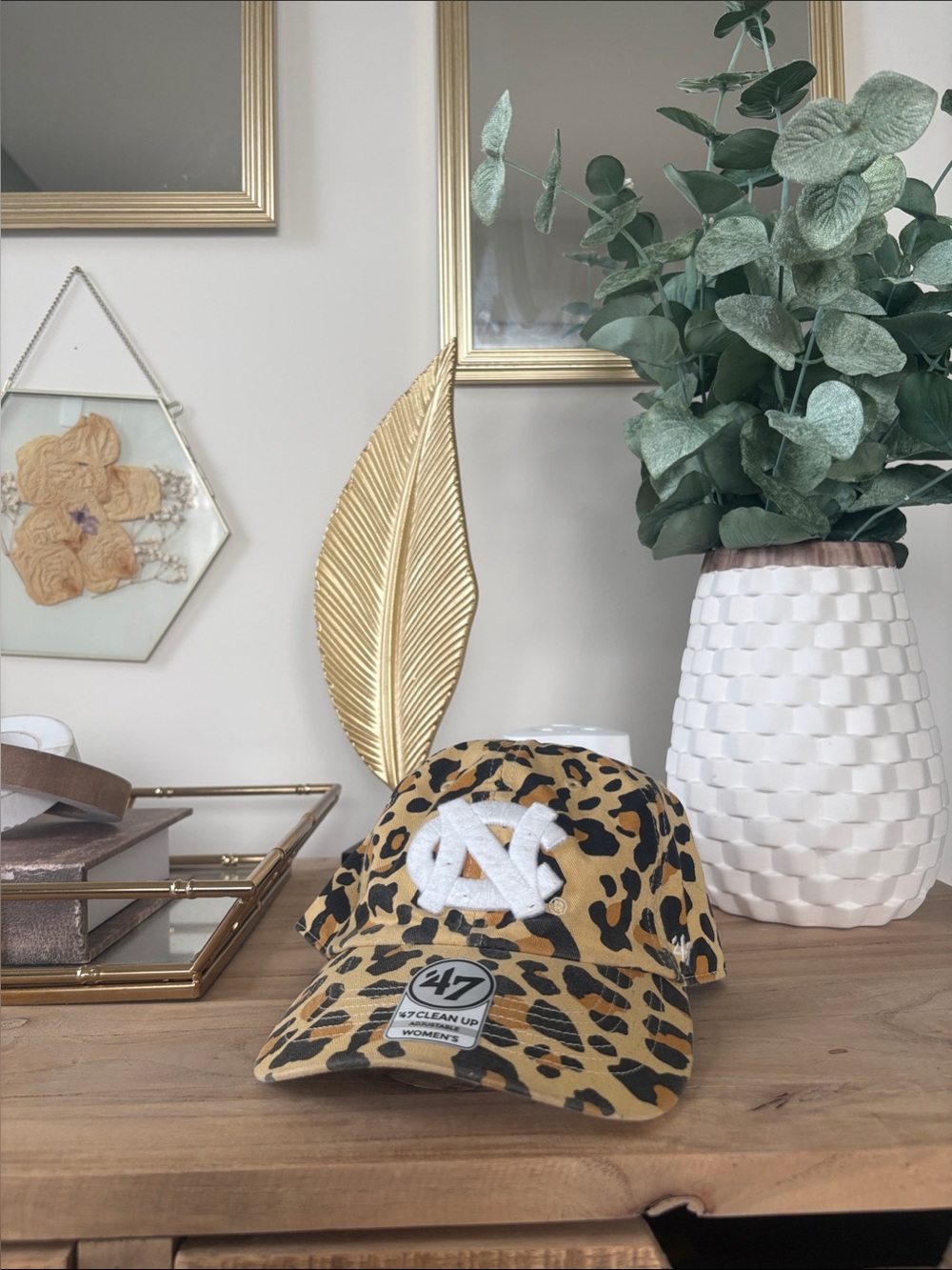 Leopard Print Adjustable Baseball Cap with White Embroidered Logo